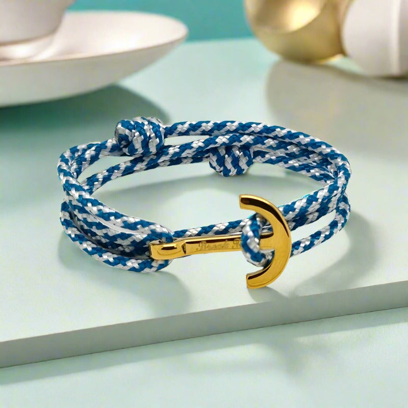 YACHT CLUB medium anchor bracelet turquoise white