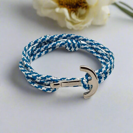 YACHT CLUB medium anchor bracelet turquoise white