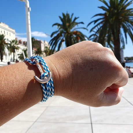 YACHT CLUB medium anchor bracelet turquoise white