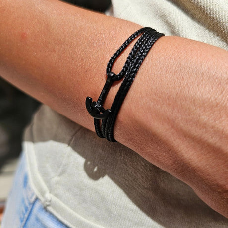 YACHT CLUB mini anchor bracelet black