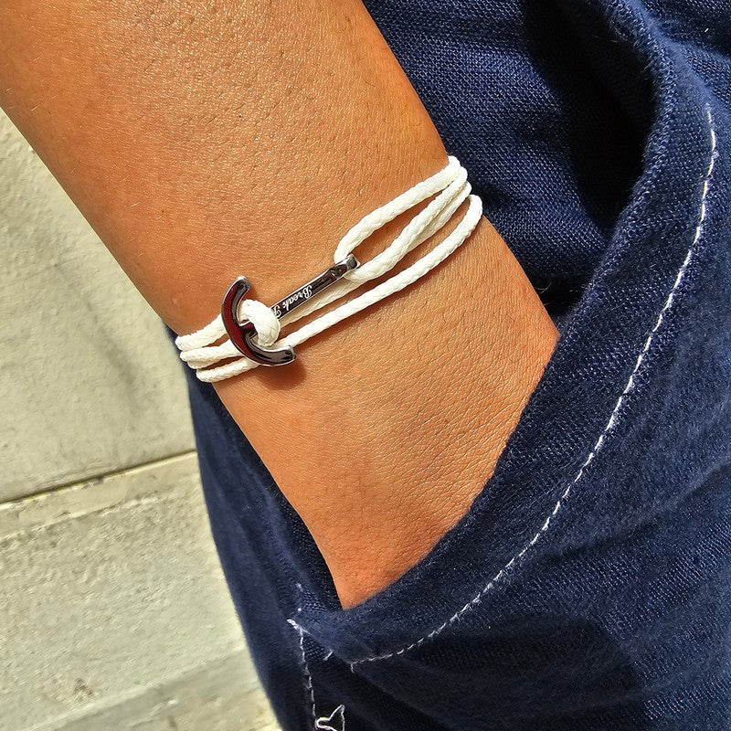 YACHT CLUB mini anchor bracelet cream