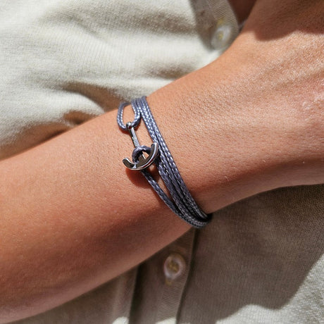 YACHT CLUB mini anchor bracelet dark grey