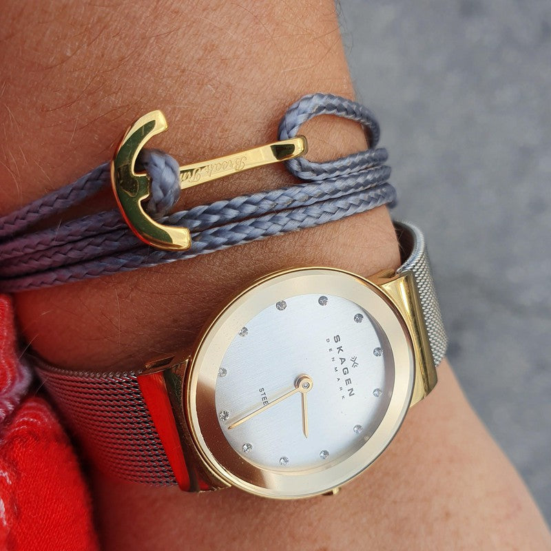 YACHT CLUB mini anchor bracelet dark grey