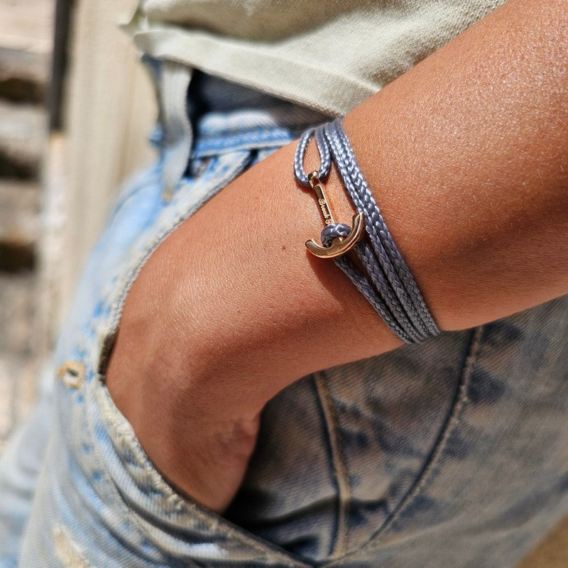 YACHT CLUB mini anchor bracelet dark grey