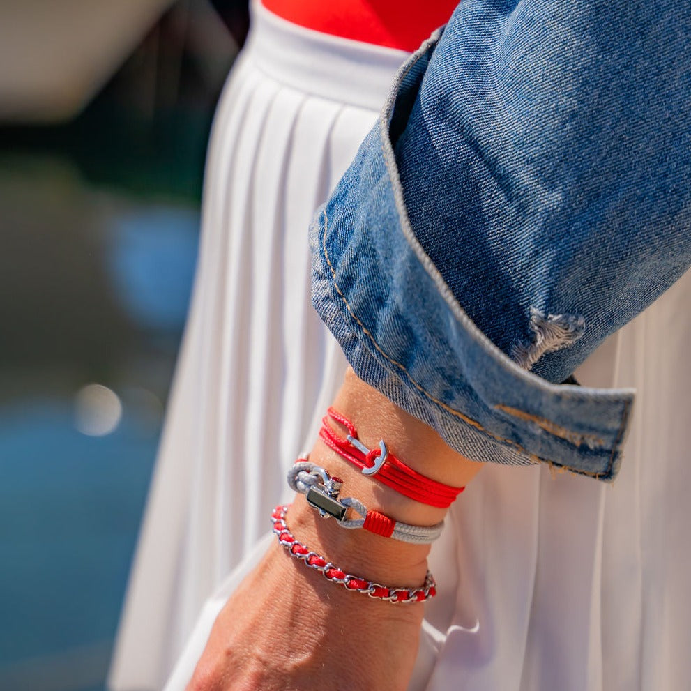 YACHT CLUB mini anchor bracelet red