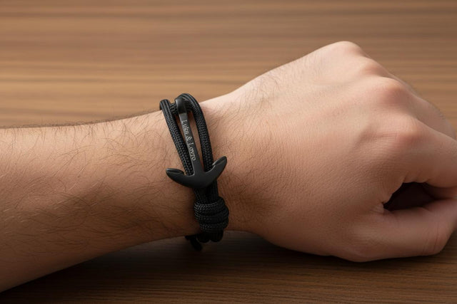 YACHT CREW big anchor bracelet black