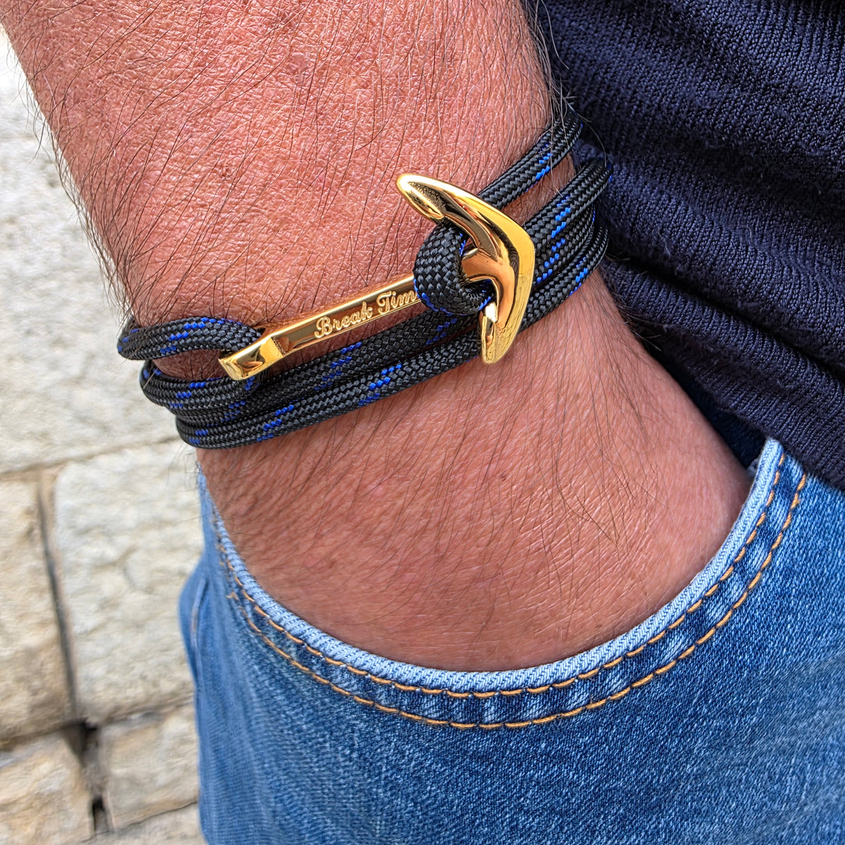 YACHT CREW big anchor bracelet black blue