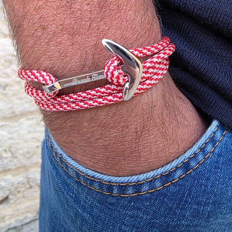 YACHT CREW big anchor bracelet candy cane