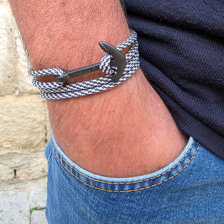 YACHT CREW big anchor bracelet navy blue mix