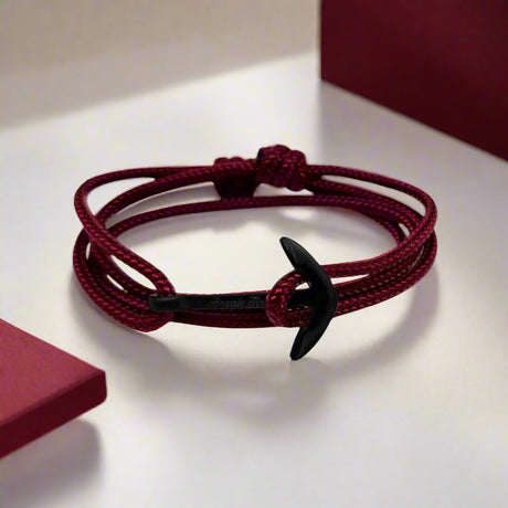 YACHT CREW medium anchor bracelet burgundy