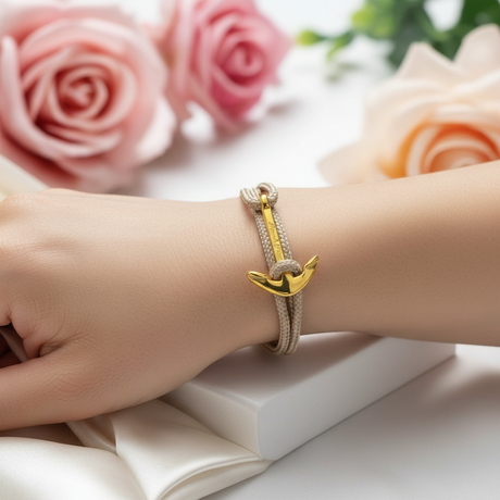 YACHT CREW medium anchor bracelet cafe au lait