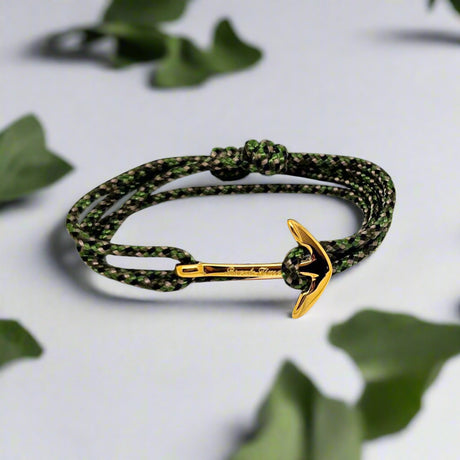 YACHT CREW medium anchor bracelet green camo