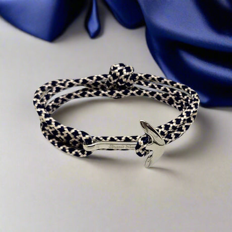 YACHT CREW medium anchor bracelet navy blue cream