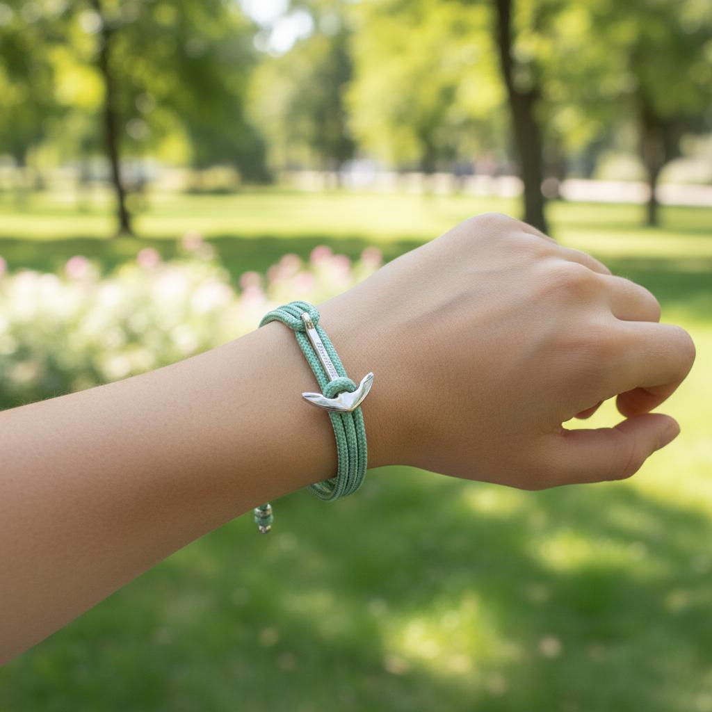 YACHT CREW medium anchor bracelet pastel green