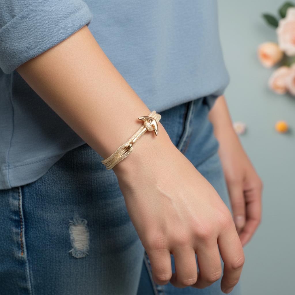 YACHT CREW medium anchor bracelet pastel orange