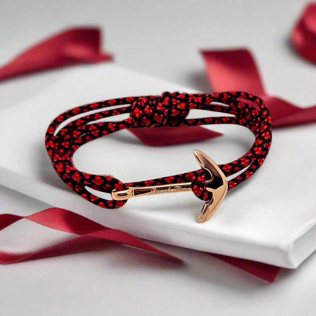 YACHT CREW medium anchor bracelet red black