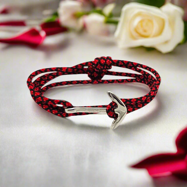 YACHT CREW medium anchor bracelet red black