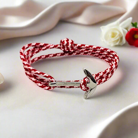 YACHT CREW medium anchor bracelet red white