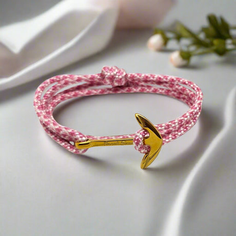 YACHT CREW medium anchor bracelet rose pink white