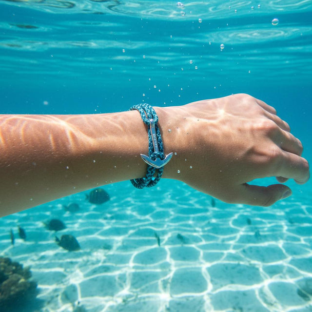 YACHT CREW medium anchor bracelet turquoise blue