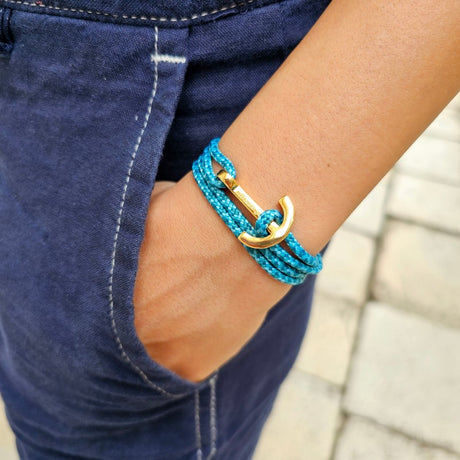 YACHT CREW medium anchor bracelet turquoise blue