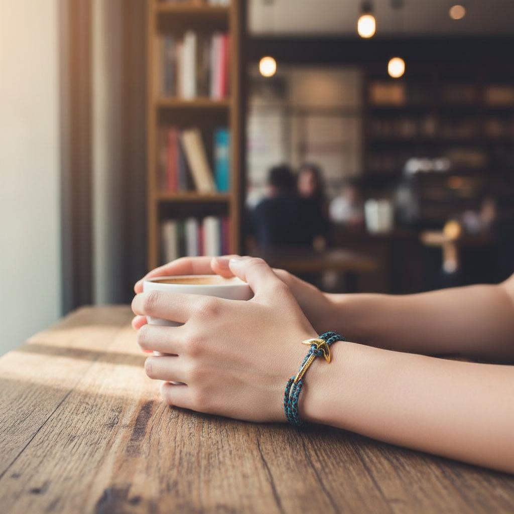 YACHT CREW medium anchor bracelet turquoise brown