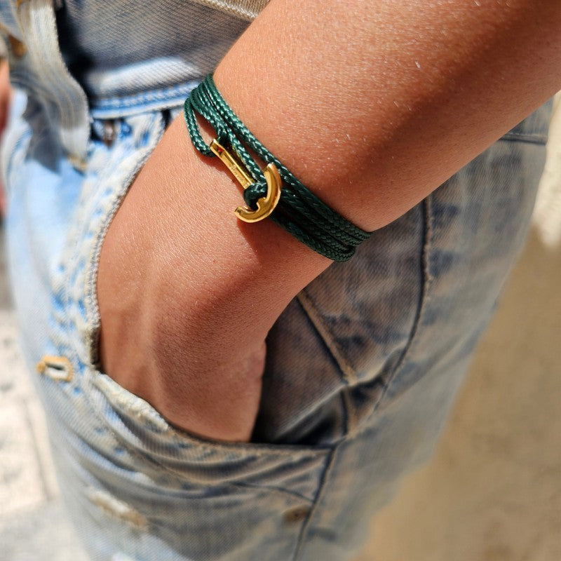 YACHT CREW mini anchor bracelet dark green