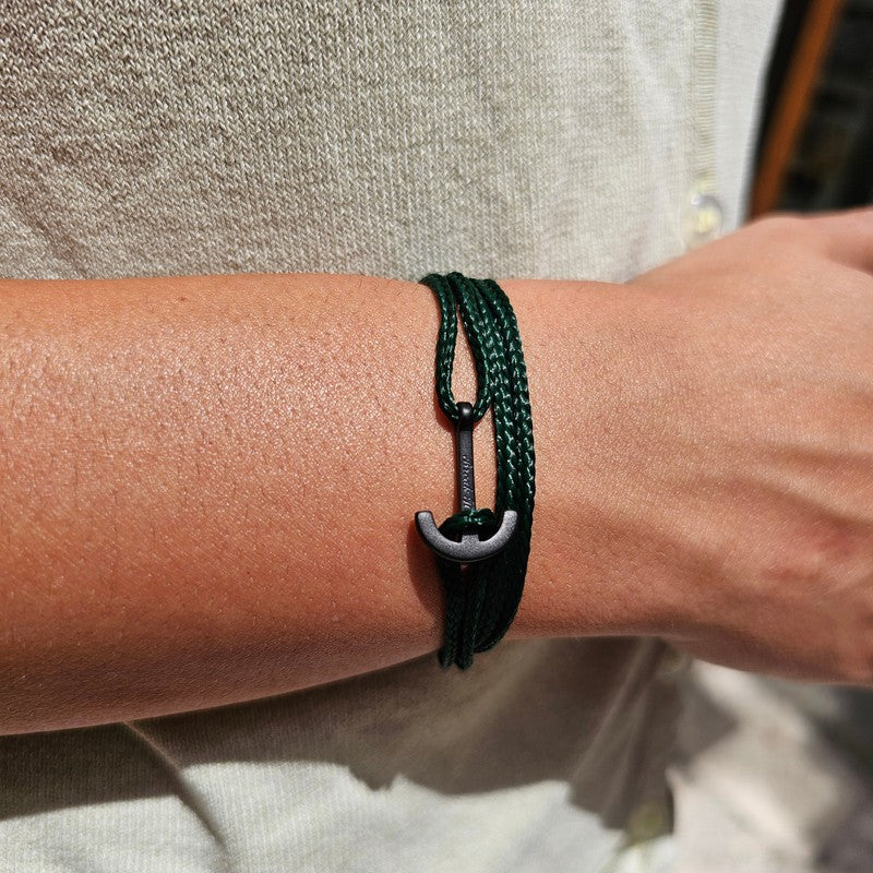 YACHT CREW mini anchor bracelet dark green