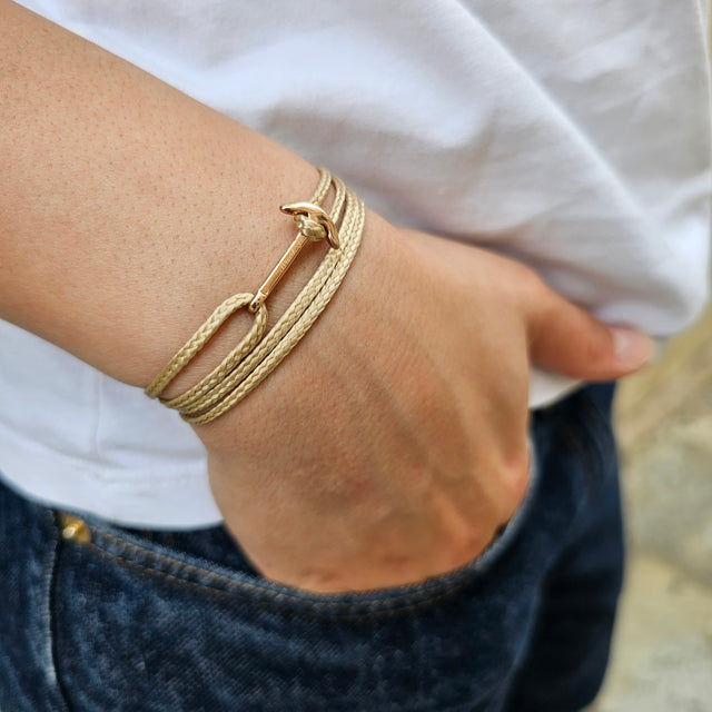 YACHT CREW mini anchor bracelet light brown