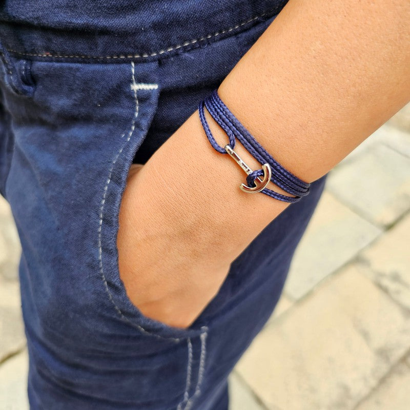 YACHT CREW mini anchor bracelet navy blue