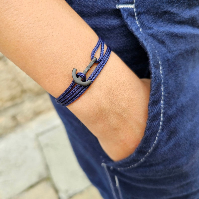 YACHT CREW mini anchor bracelet navy blue