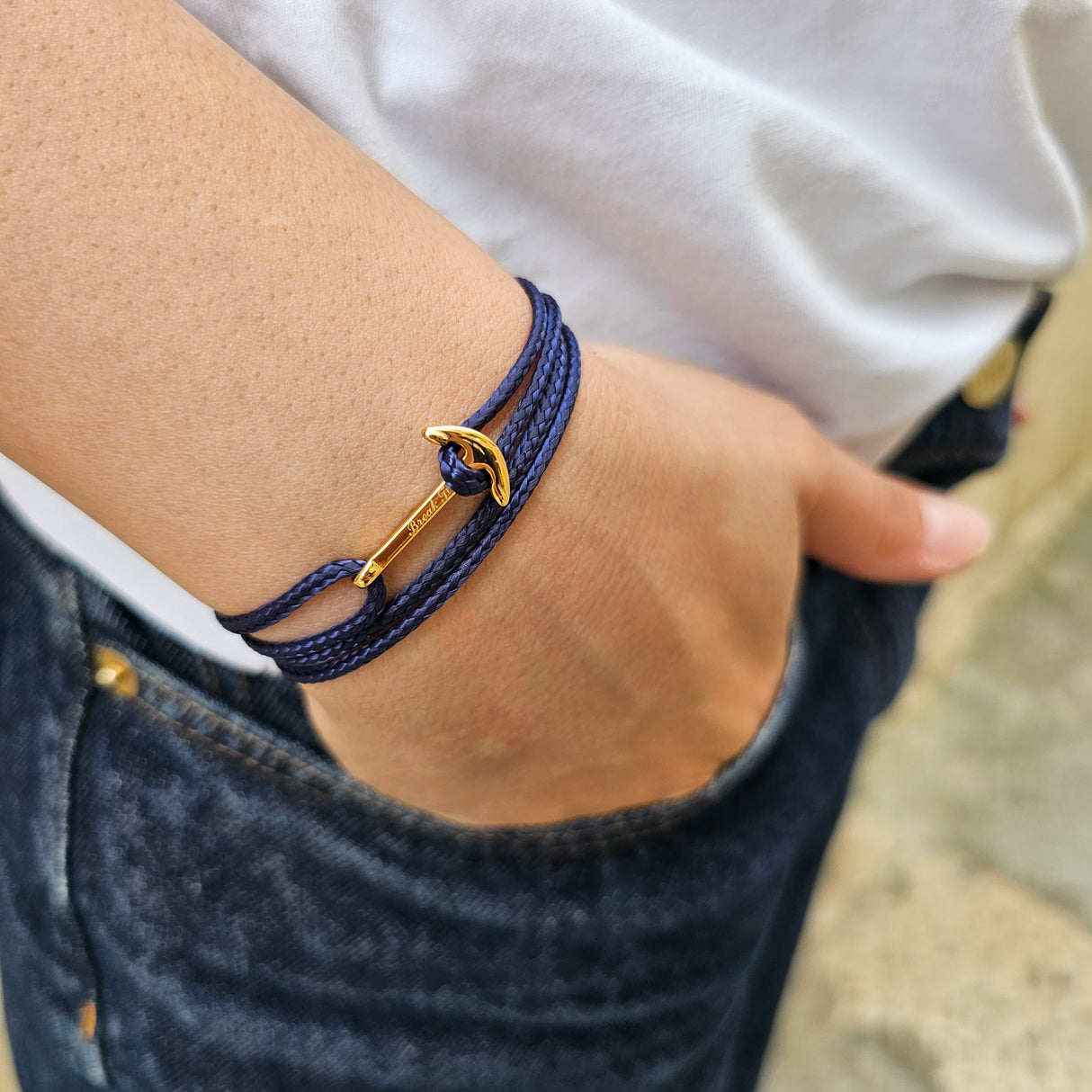 YACHT CREW mini anchor bracelet navy blue