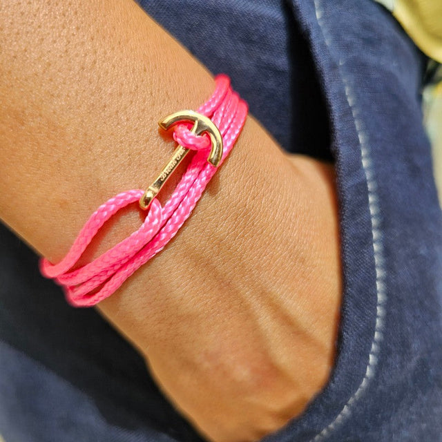 YACHT CREW mini anchor bracelet neon pink