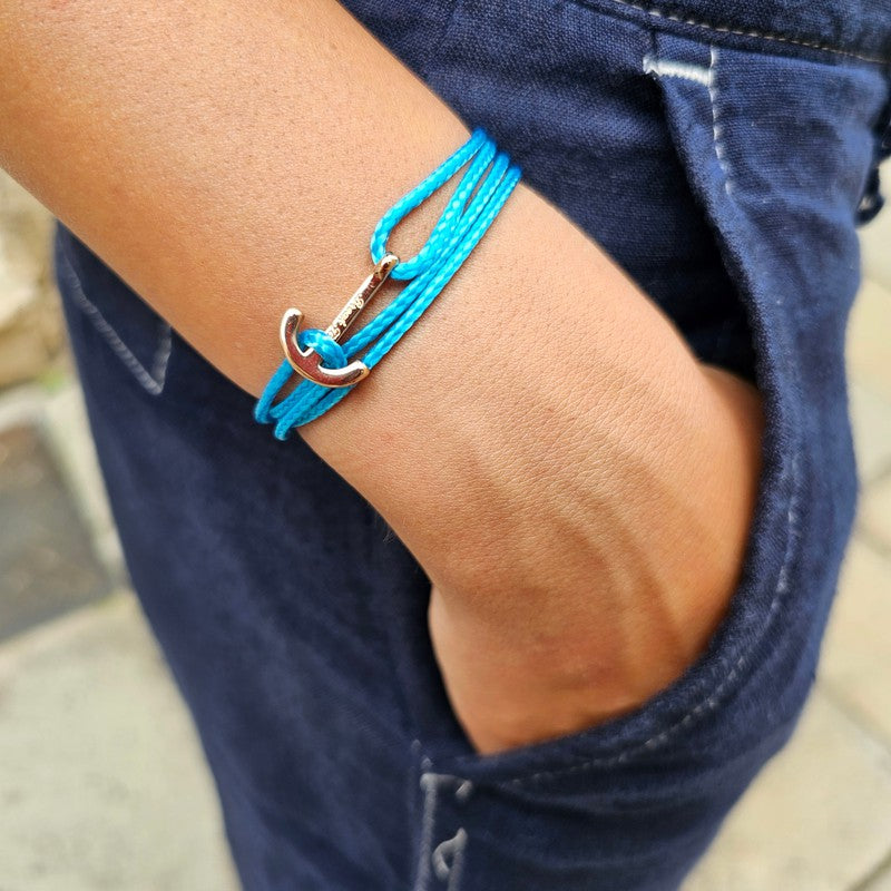 YACHT CREW mini anchor bracelet ocean blue