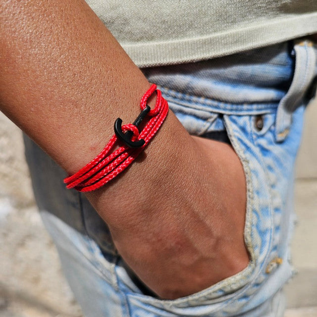 YACHT CREW mini anchor bracelet red