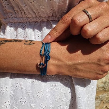 YACHT CREW mini anchor bracelet teal