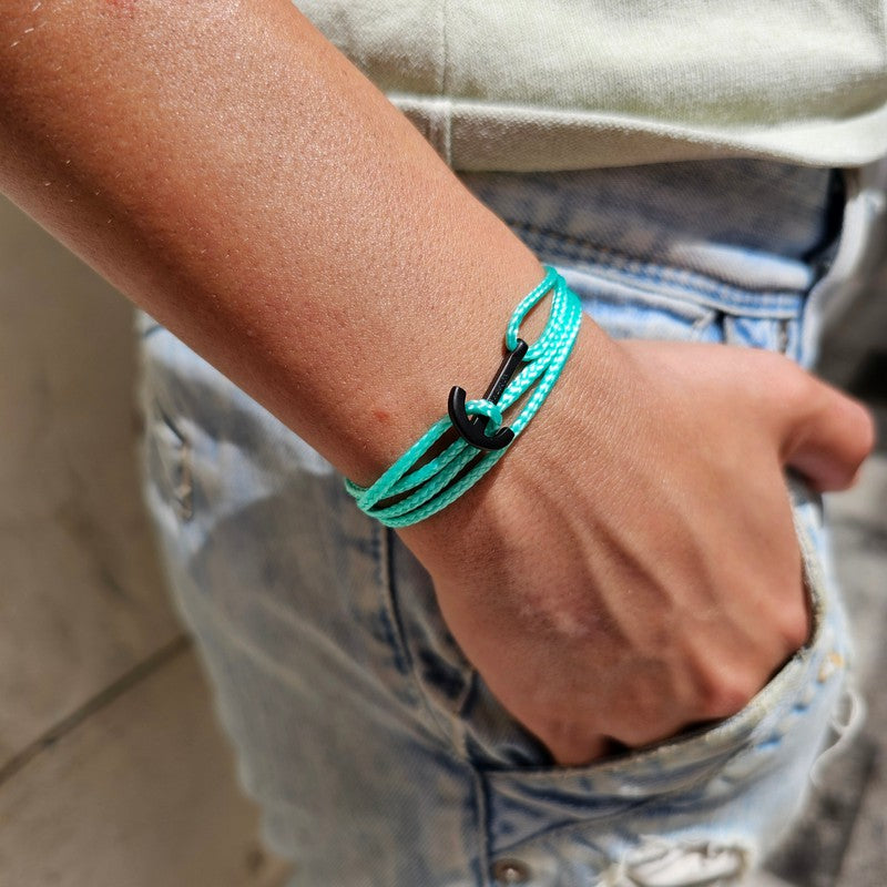 YACHT CREW mini anchor bracelet turquoise green