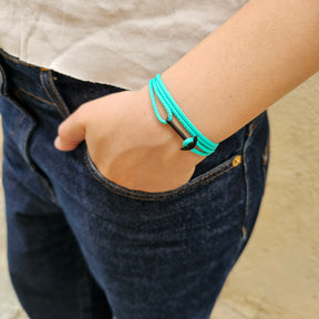 YACHT CREW mini anchor bracelet turquoise green